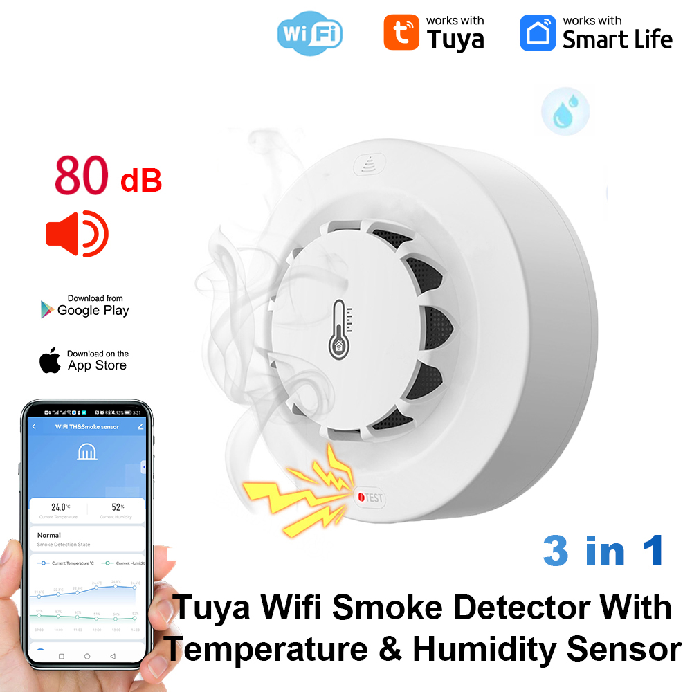 Home Security Alarm - Sensor Suhu dan Kelembapan WiFi Tuya,