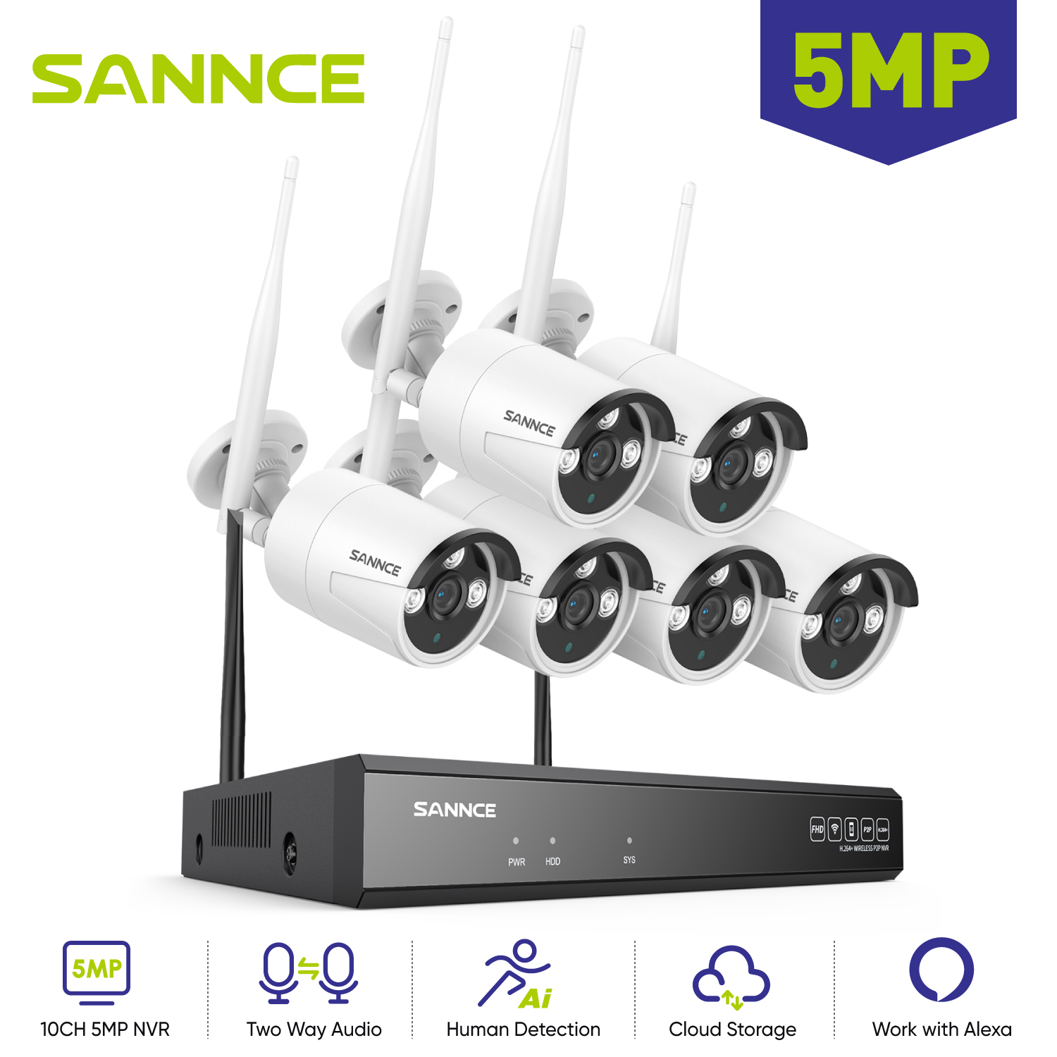 Home Security Nvr - SANNCE kamera IP Wifi 5MP 6