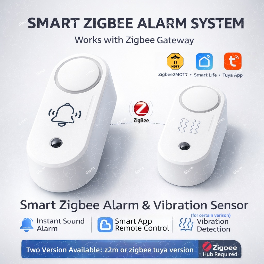Home Security Options - Alarm Sirene Zigbee dengan Deteksi Getaran