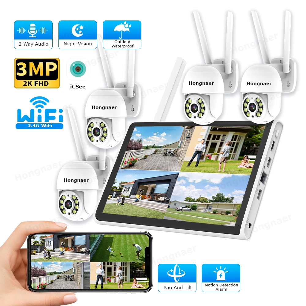 Home Security Nvr - 2026 Hongnaer 3MP 4 Channel WiFi