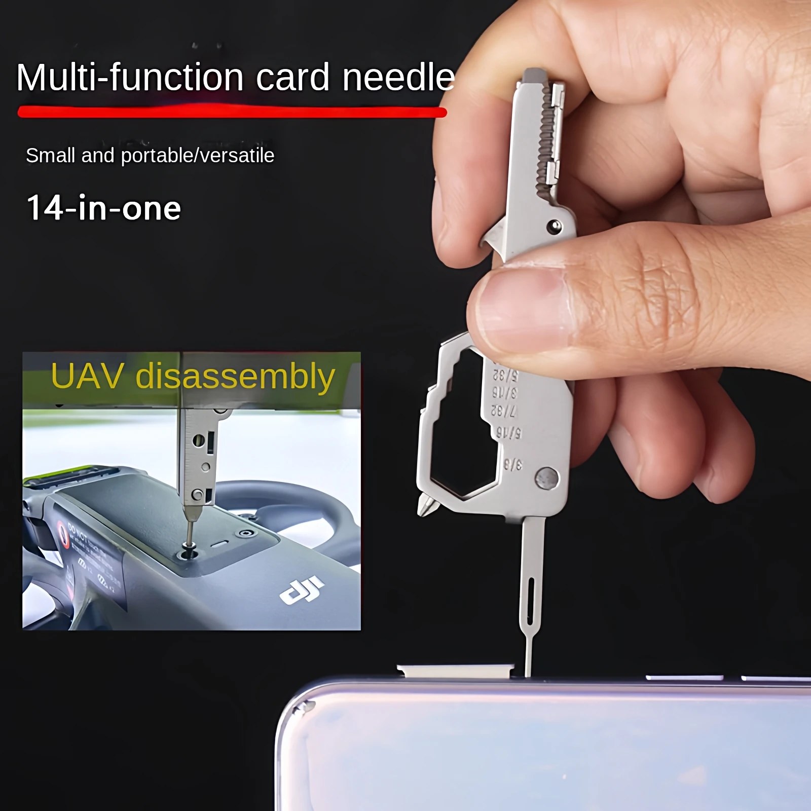 Home Security Drones - Kartu Alat Multifungsi Mini Gantungan Kunci