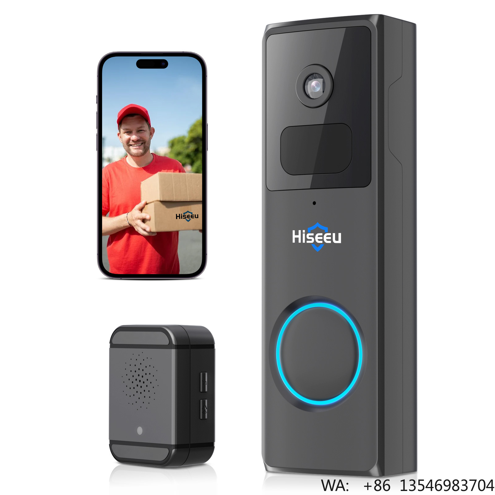 Home Security Ring Camera - Kamera Pintu Rumah Hiseeu 1080P, Keamanan,