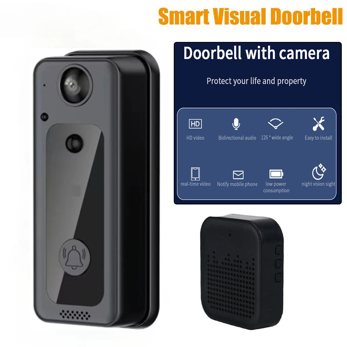 Home Security Ring Camera - Bel Pintu Nirkabel Wifi Video Interkom