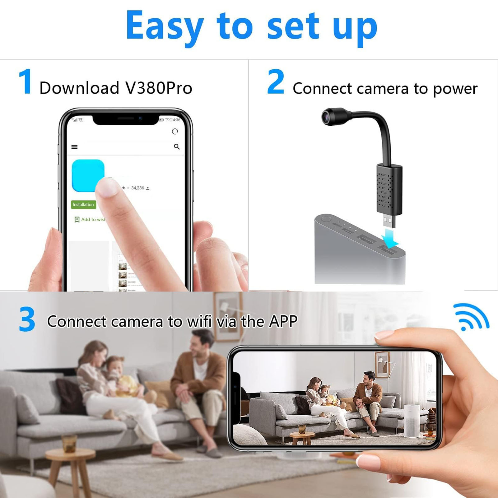 Kamera keamanan Mini WiFi USB, - Home Security Hidden Cameras ulasan dan harga
