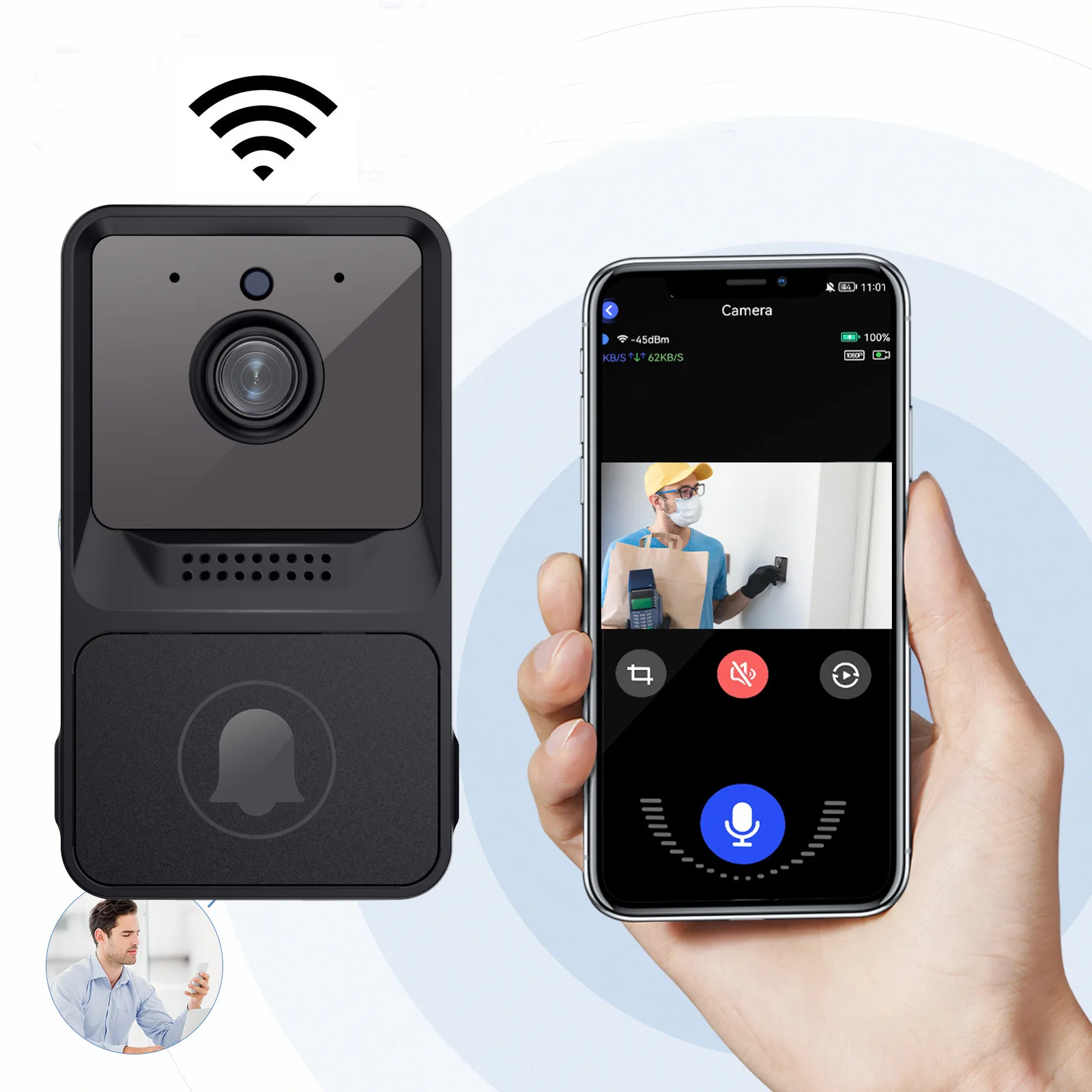 Bel Pintu Nirkabel Kamera Wifi - Home Security Ring Camera ulasan dan harga
