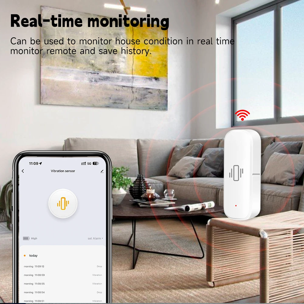 Sensor Getaran Cerdas WiFi/Zig - Home Security Alarm ulasan dan harga