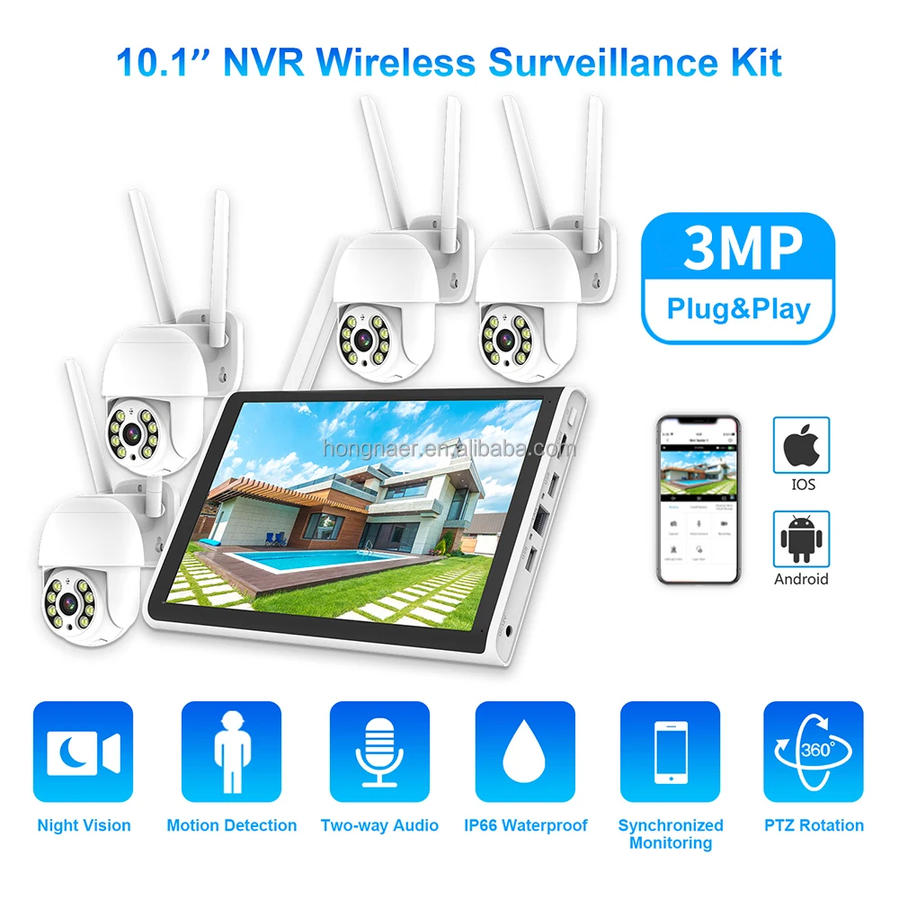 2026 Hongnaer 3MP 4 Channel Wi - Home Security Nvr ulasan dan harga