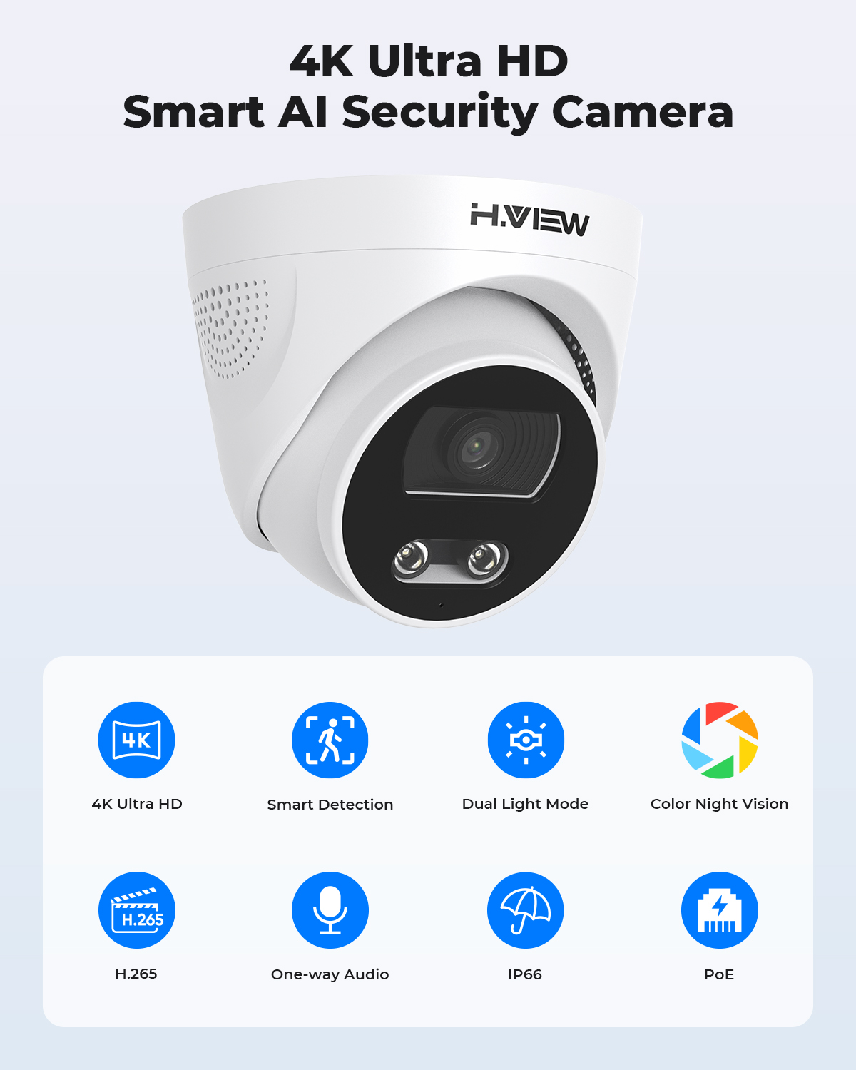 H.View Kamera Ip Poe 8MP Ai De - Home Security Nvr ulasan dan harga