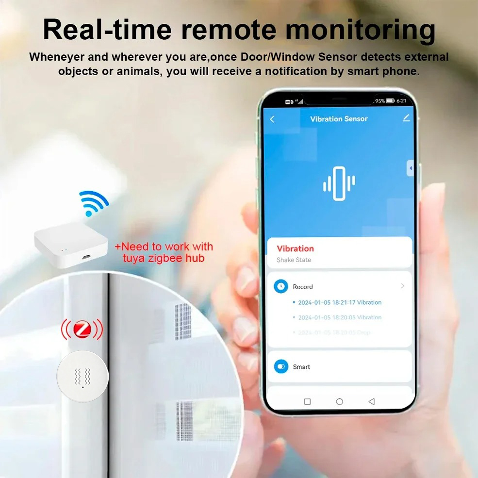 Tuya ZigBee Sensor Getaran & K - Home Security Alarm ulasan dan harga