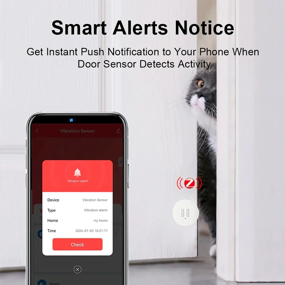 Sensor Getaran Cerdas Tuya Zig - Home Security Alarm ulasan dan harga