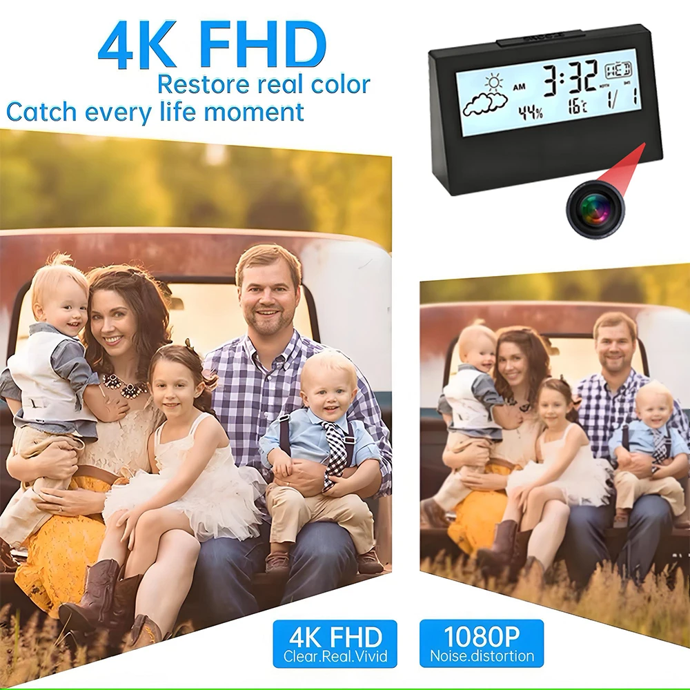 Kamera Jam WiFi 4K dengan Dete - Home Security Hidden Cameras ulasan dan harga